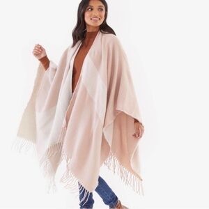 Soia & Kyo colorblocked open front poncho with scarf hem SIZE OS